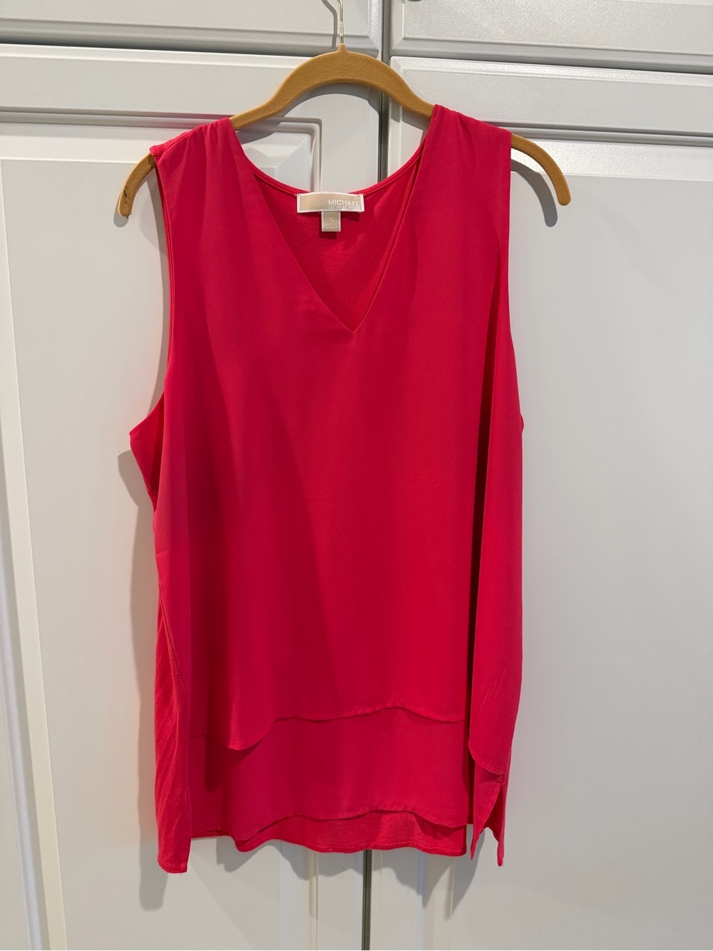 Michael Kors Hot Pink Layered V-Neck Sleeveless Shell Top